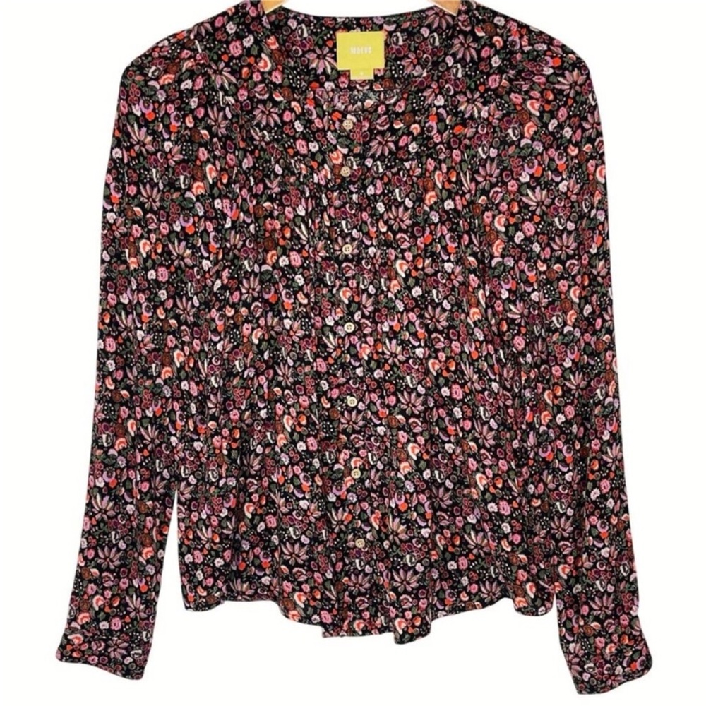 Anthropologie Floral Print Blouse boho chic top medium Mauve